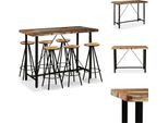 Vidaxl Set Da Bar 7 Pezzi In Legno Massiccio Antico - Gruppi Da Pranzo