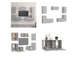 Vidaxl Set Di 7 Pezzi Per Mobile Tv In Legno Grigio Cemento - Mobile Tv - Mobile Tv - Mobile Hifi - Mobile Hifi