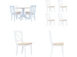 Vidaxl Set Da Pranzo 5 Pezzi In Legno Di Gomma Massiccio Bianco E Marrone - Set Sala Da Pranzo - Tavolo Da Pranzo - Tavoli Da Pranzo - Set Sala Da Pranzo
