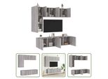 The Living Store Parete Attrezzata 5 Pezzi In Legno Grigio Sonoma