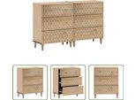 The Living Store Armadi Laterali 2 Pezzi 60X33X75 Cm In Legno Massiccio Di Mango