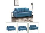 The Living Store Divano A 2 Posti Con Cuscini Decorativi In Velluto Blu 120 Cm