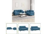The Living Store Set Divano 2 Pezzi Set Divano Con Cuscini In Velluto Blu