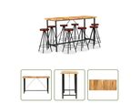 The Living Store Set Da Bar 9 Pezzi In Legno Massiccio Di Acacia E Vera Pelle