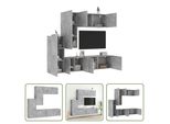 The Living Store Parete Attrezzata 5 Pezzi Cemento Grigio Materiale Legno