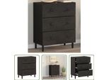 The Living Store Mobile Laterale Nero 60X33X75 Cm In Legno Massiccio Di Mango