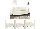 The Living Store Divano A 2 Posti Con Cuscini Decorativi Crema 120 Cm In Velluto