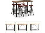 The Living Store Set Da Bar 7 Pezzi In Legno Massiccio Antico E Vera Pelle