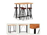 The Living Store Set Da Bar Da 5 Pezzi In Legno Massiccio Di Acacia E Vera Pelle
