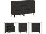 The Living Store Armadi Laterali 2 Pezzi Neri 60X33X75 Cm In Legno Massiccio Di Mango