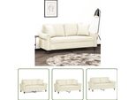 The Living Store Divano A 2 Posti Con Cuscini Decorativi Crema 140 Cm In Velluto