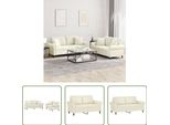 The Living Store Set Divano 2 Pezzi Set Divano Con Cuscini In Velluto Crema
