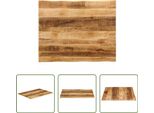 The Living Store Piano Del Tavolo Con Bordo Ad Albero 110X80X2,5 Cm Legno Massiccio Di Mango Grezzo