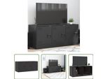 The Living Store Mobile Tv Nero 99X39X44 Cm In Acciaio