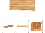 The Living Store Piano Del Tavolo Con Bordo Ad Albero 80X40X2,5 Cm In Legno Massiccio Di Mango