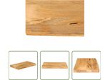 The Living Store Piano Del Tavolo Con Bordo Ad Albero 60X30X2,5 Cm In Legno Massiccio Di Mango