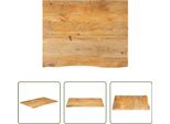 The Living Store Piano Del Tavolo Con Bordo Ad Albero 90X80X3,8 Cm In Legno Massiccio Di Mango