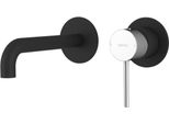 Miscelatore Per Lavabo A 2 Fori Ultrasan, Bocca 20 Cm, Nero Opaco/Cromo