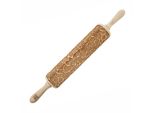 Moodforwood Mattarello In Legno, Inciso, 43 Cm Con Manici, Perfetto Per La Cottura Al Forno - Motivo Succulento