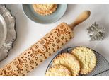 Mattarello In Legno Moodforwood, Inciso, 43 Cm, Con Manici, Perfetto Per La Cottura Al Forno - Motivo Renne