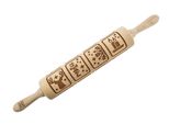 Moodforwood Mattarello In Legno, Inciso, 43 Cm Con Manici, Perfetto Per La Cottura Al Forno - Motivo Invernale
