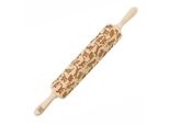 Moodforwood Mattarello In Legno, Inciso, 43 Cm Con Manici, Perfetto Per La Cottura Al Forno - Motivo Gatto