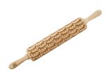 Moodforwood Mattarello In Legno, Inciso, 43 Cm Con Manici, Perfetto Per La Cottura Al Forno - Motivo Lisa