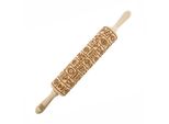 Mattarello In Legno Moodforwood, Inciso, 43 Cm, Con Manici, Perfetto Per La Pasticceria - Motivo Pasquale