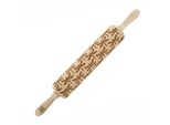 Mattarello In Legno Moodforwood, Inciso, 43 Cm, Con Manici, Perfetto Per La Cottura - Motivo Libellula