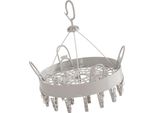 Appendino Pieghevole A Clip Per Asciugare I Calzini Appendino Multifunzionale Per Asciugare I Calzini, L'asciugamano, La Biancheria Intima E I Vestiti Dei Bambini Bianco Rotondo 24 Clip 32,5X32,5X33Cm