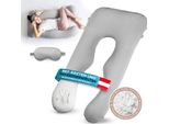 Mimi Kalu® The Original Side Sleeper Pillow With Memory Foam [Dimensionally Stable] Incl. 100% Soft Cotone Cover And Sleeping Mask | Cuscino Da Gravidanza Per