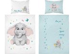 Set Di Lenzuola Per Bebè 100X135 Elefante Cotone