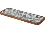 Eccellenti Articoli Per La Casa | Piatto Da Portata - Piatto Da Portata - 30 X 10 X 1,5 Cm - Motivo Floreale - Legno Di Mango - Piatto -100%