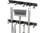 Porta Scopa A Parete - Acciaio Inox - Montaggio A Parete - Autoadesivo - Porta Attrezzi Per Casa, Cucina, Giardino, Lavanderia, Garage (Nero) - Confezione Da 1 Pz