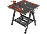 Tavolo Da Lavoro Professionale E Pieghevole - 7 Altezze Di Lavoro - Lavorazione Del Legno - Sistema Di Serraggio - Portata 454 Kg - Nero