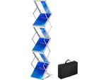 Portariviste Pieghevole, Portacataloghi In Argento, 26 X 36 X 152 Cm, In Lega Di Alluminio, Cataloghi Pieghevoli E Schede Pc Con 6 Scomparti, Utilizzato In Mostre, Fiere, Biblioteche