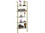 Scaffale Industriale - 5 Livelli - Bianco + Oro - 60 X 30 X 183 Cm