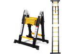 Scala Telescopica Professionale Jayseuw 3,8M Alluminio Nero Portata 150Kg Scala Multiuso Piedini In Gomma Antiscivolo