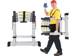 Bettizia Scala Telescopica Professionale 2.3M Alluminio Argento Portata 150Kg Scala Multiuso Piedini In Gomma Antiscivolo