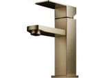 Miscelatore Per Lavabo In Oro Opaco - Miscelatore Monocomando Free-Standing Per Bagno, Con Bocca Fissa E Set Di Installazione Completo.