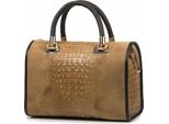 Borsa Italiana Da Donna Vera Pelle Borsa Pelle Taupe Italy