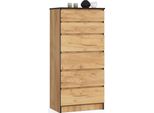 Akord Cassettiera 6 Cassetti Rovere Craft 60X40X130 Cm