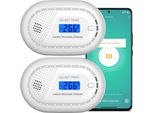 Aroha Smart Connect Rilevatore Monossido Di Carbonio Wifi - Batteria Da 10 Anni - Allarme Monossido Di Carbonio Con Tuya & Smartlife - 2 Pezzi