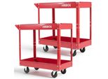 Arebos 2X Carrello Da Officina Carrello Porta Attrezzi Carrello Di Montaggio Carrello 2 Scomparti