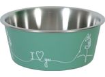 Ciotola Per Gatti In Acciaio Inox Love Cat 400Ml Verde Zolux