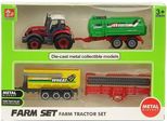 Trattore In Metallo Con 3 Macchine Agricole