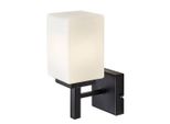 Lampada Da Parete Per Bagno Con Paralume In Vetro Bianco Nero Accanto Allo Specchio 1Xe14 10W Zenkai Rabalux