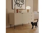 Credenza 2 Ante E 3 Cassetti Decoro Melaminico 150 Cm Beige - Oviala Romeo