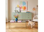 Credenza 2 Ante E 3 Cassetti Melaminico Decoro 150 Cm Verde Salvia - Oviala Romeo
