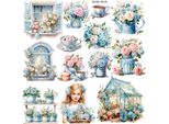 Aufkleber Adesivi Dekor - Scraplove - Rose Blu